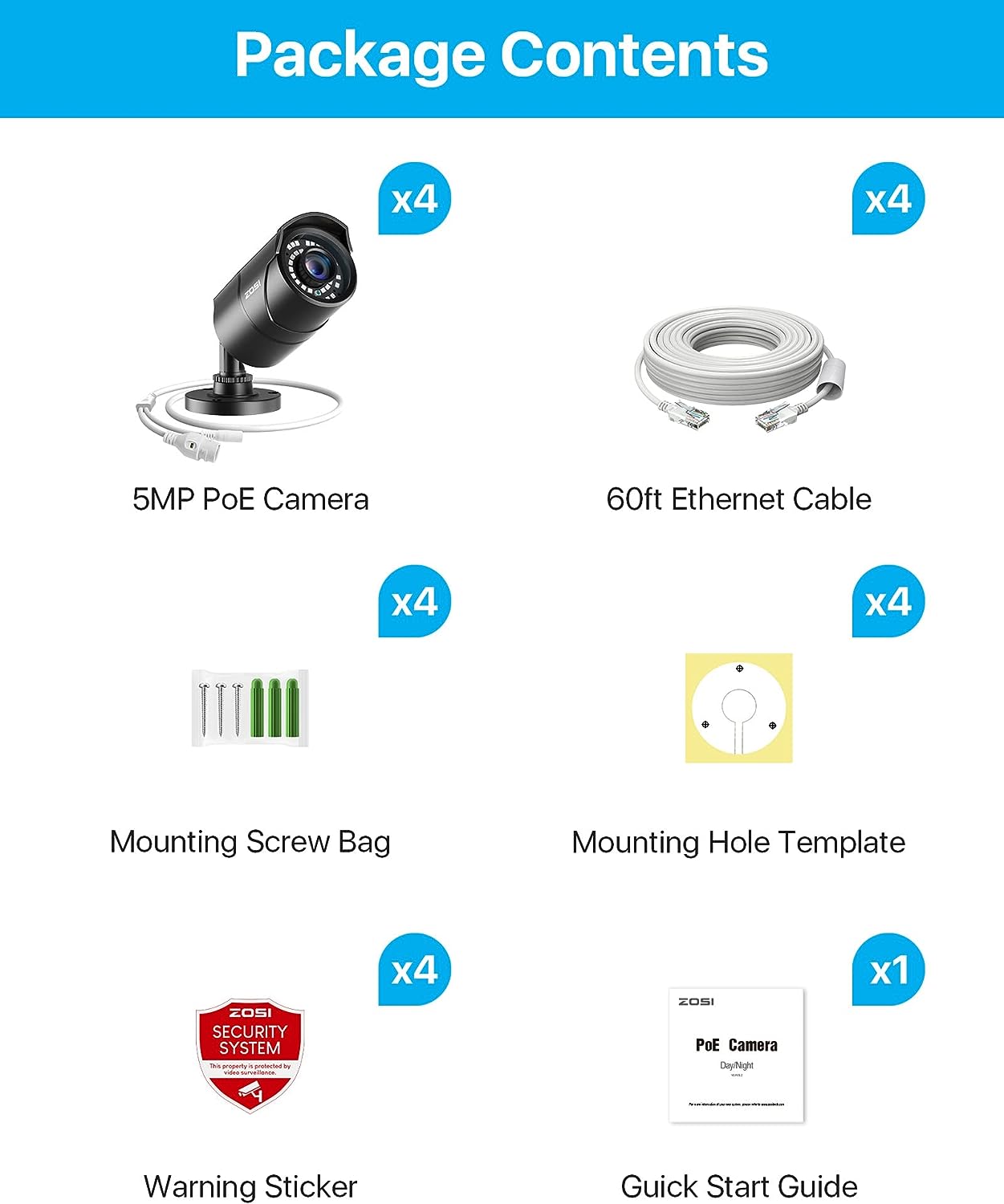 2Pack 5MP Add-on PoE Camera for PoE Security Camera System