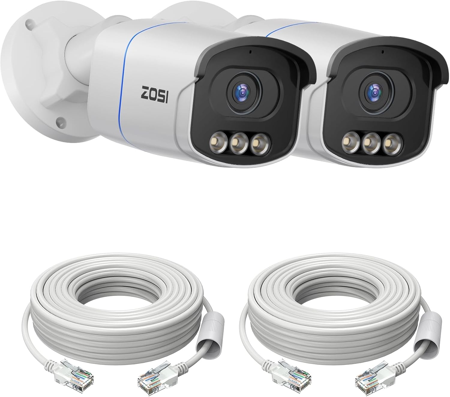C186A 2pack/4pack 4K PoE Camera with Full-Color Night + 60ft Ethernet ...