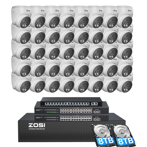 C220 4K 64 Channel PoE Security Camera System for Business + Include 16TB HDD