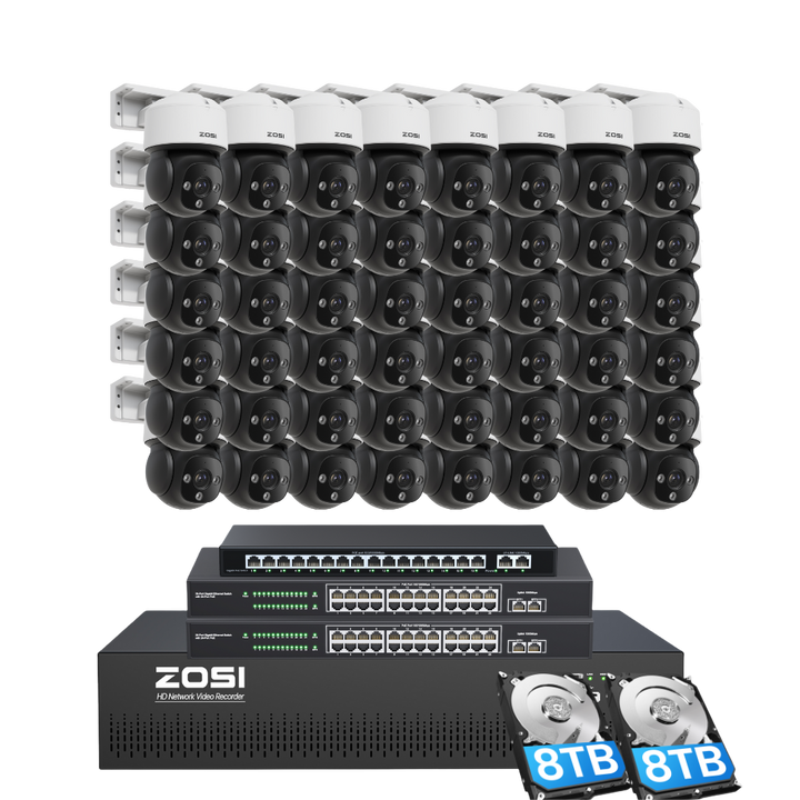 C290 64 Channel PT 4K PoE Security Camera System for Business - Zosi