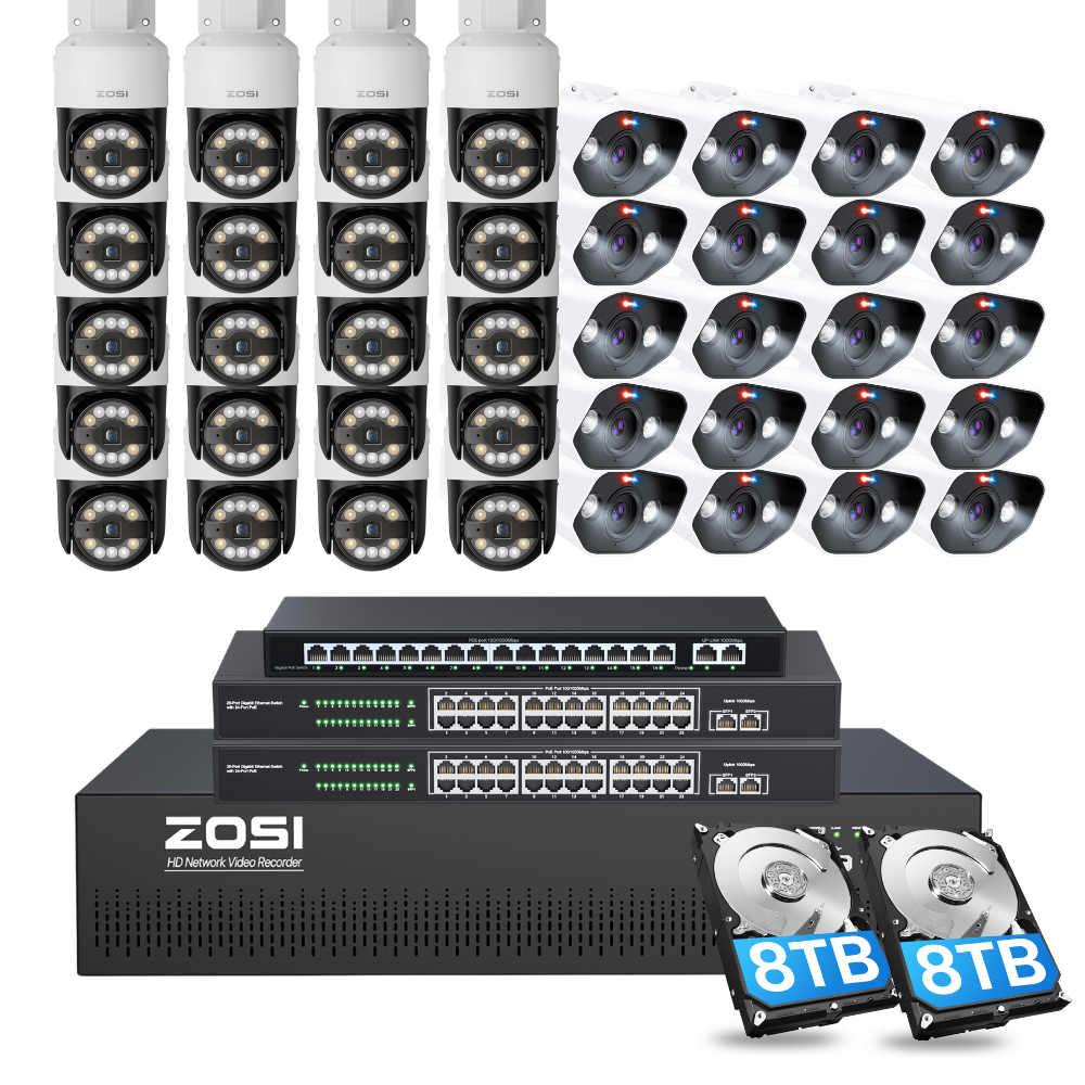 C296/C182 64 Channel PTZ 4K PoE Security Camera System for