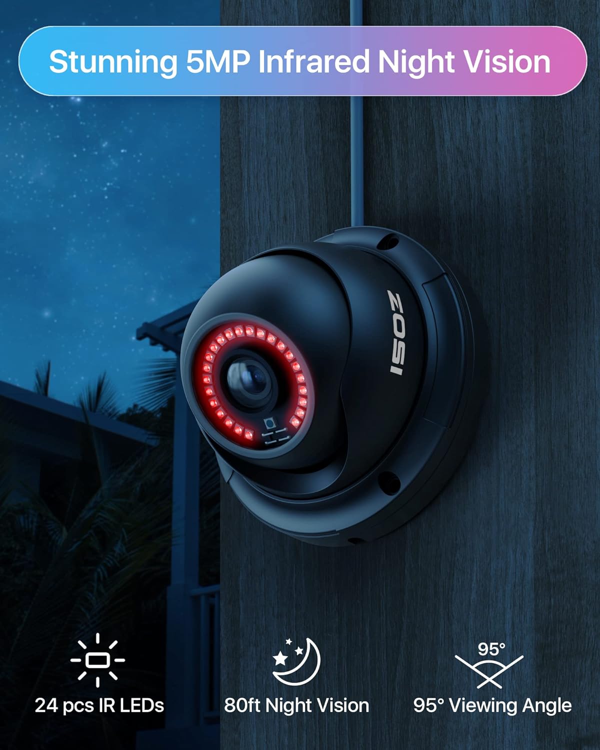 5MP PoE 8CH Security System with C429 Outdoor Dome IP Cameras - Zosi