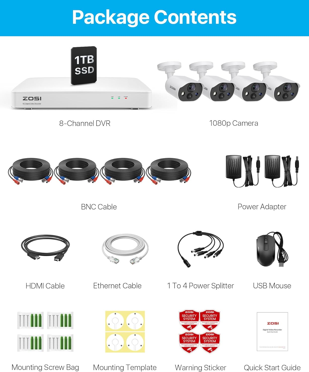 C303 1080P 8 Channel Security Camera System with Audio + 1TB HDD