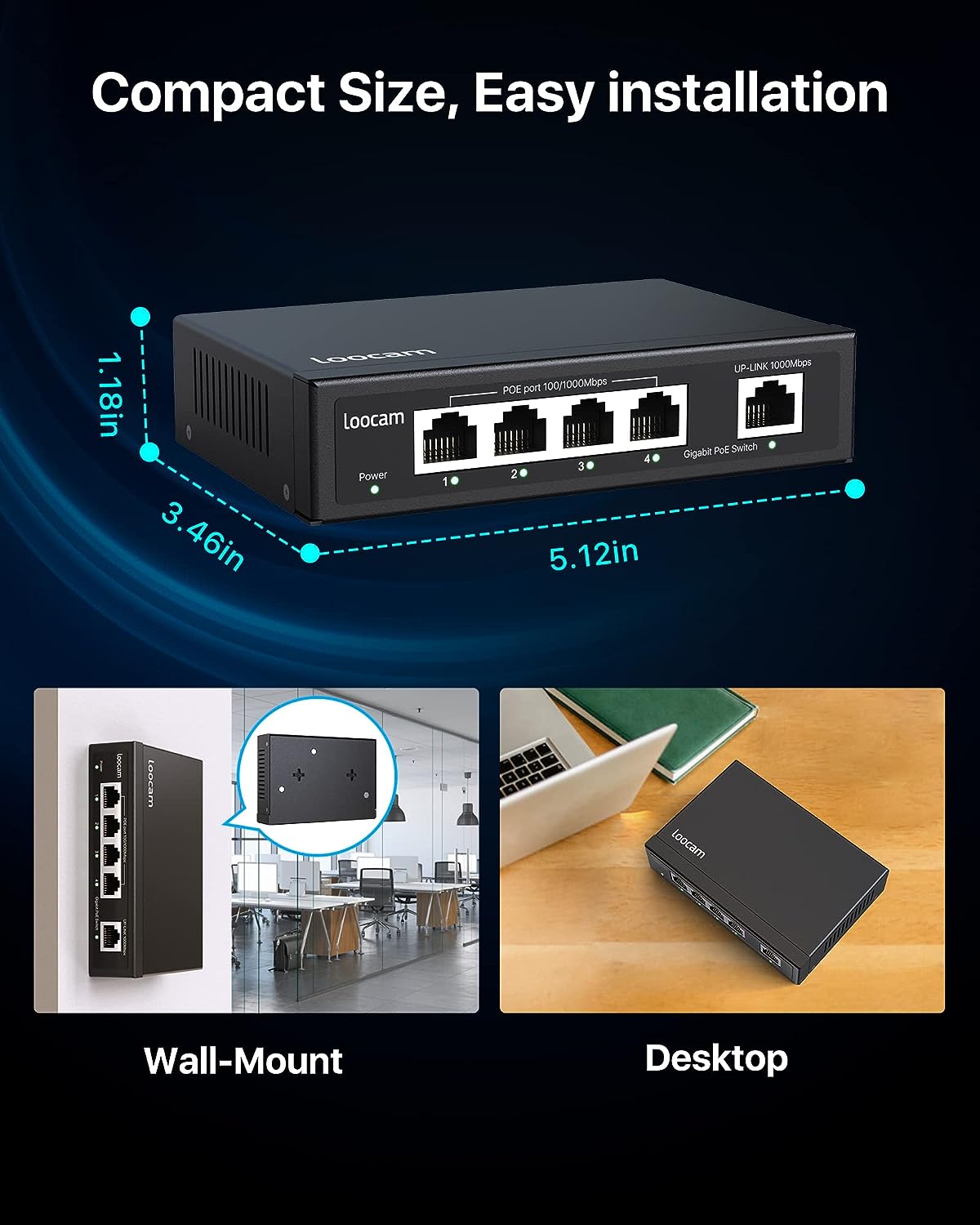 4 Port In-Wall Gigabit PoE Extender With IEEE 802.3bt Uplink Power - Foto 7