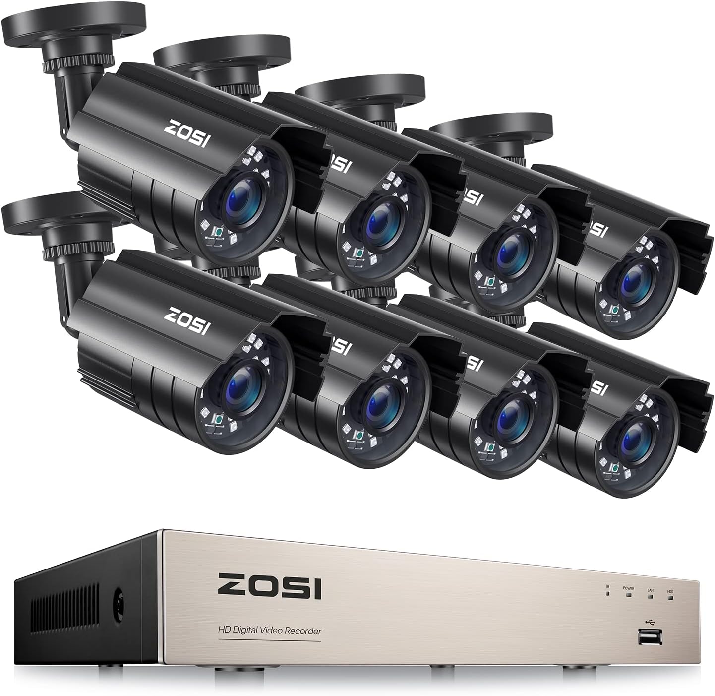 Zosi 2MP 8CH DVR & C211 Camera - Analog Security System - ZR08MN +