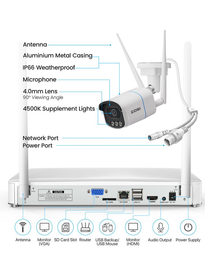 C186A 4K 5MP WiFi-6 Security Camera System Full-Color Night