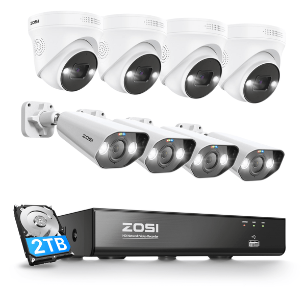 C182 & C225 4K PoE Security Camera System + 8CH NVR with 2TB Hard Drive
