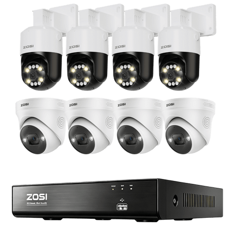 C225 & C296B 4K PoE Security Camera System + 8CH NVR with 2TB Hard Drive