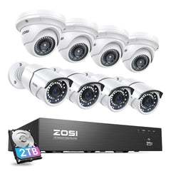 C261/429 5MP Security System + 4K 8-Channel PoE NVR + 2TB Hard Drive Zosi