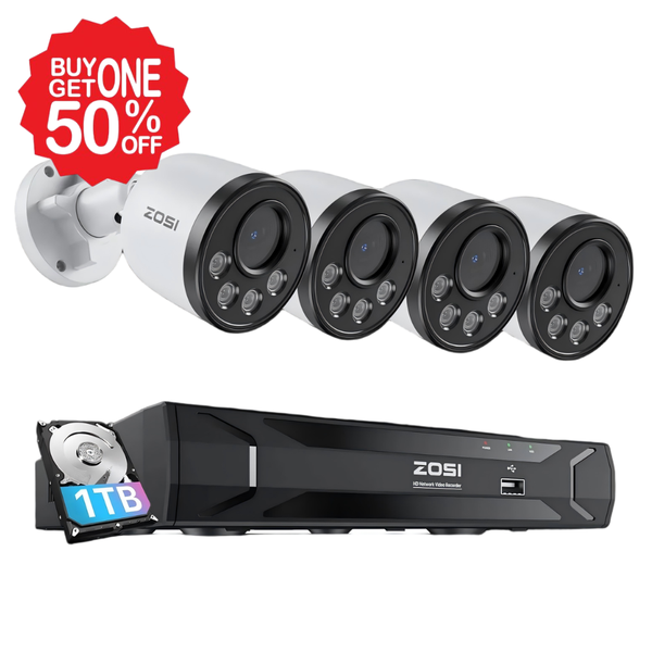 [2*System] C180 4MP Security Camera System + 5MP 8-Channel PoE NVR(ZR08UC)