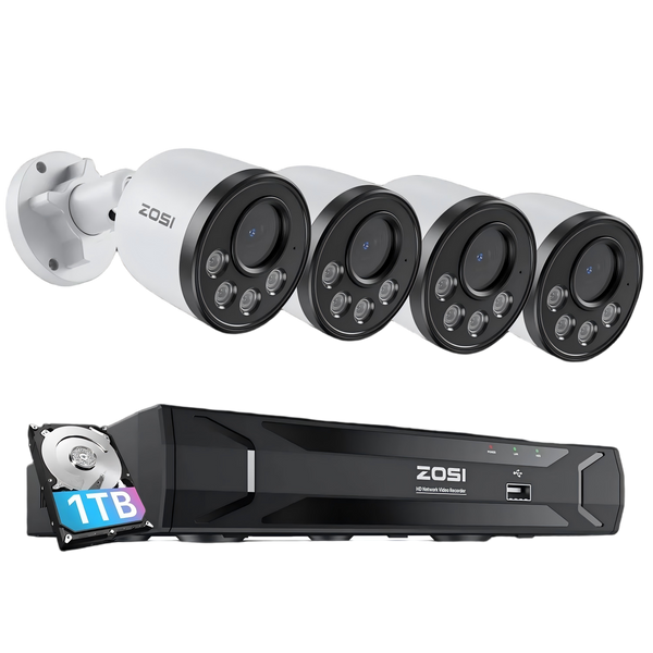 C180 4MP Security Camera System + 5MP 8-Channel PoE NVR(ZR08UC)