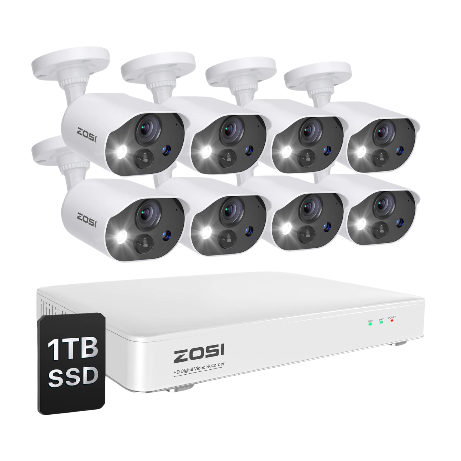C303 1080P 8 Channel Security System with Audio + 1TB SSD - Zosi