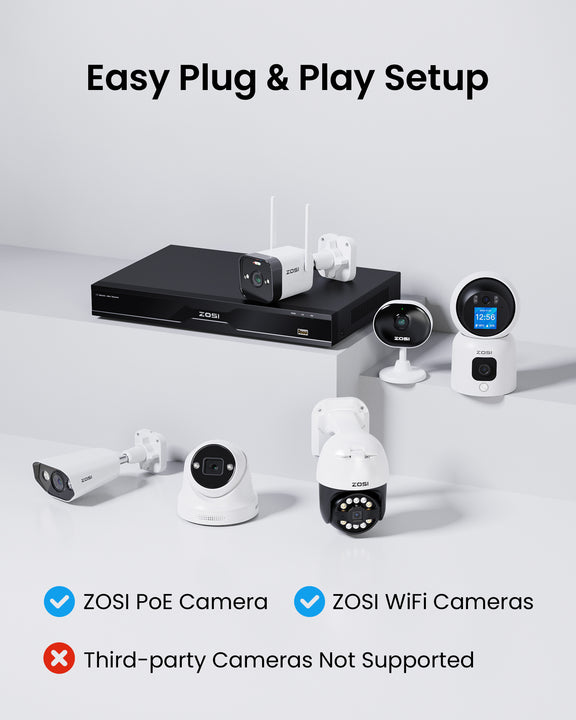 ZOSI 32-Channel 4K Network Video Recorder - Expandable NVR For ZOSI PoE & WiFi Security Cameras, Dual HDD Bays Up To 16TB (No HDD), Smart AI Detection, No PoE Ports