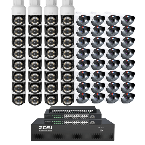 [Includes 16TB]C296/C182 64 Channel PTZ 4K PoE Security Camera System for Business + 16TB (4*4TB)