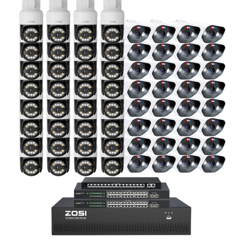 [Includes 16TB]C296/C182 64 Channel PTZ 4K PoE Security Camera System for Business + 16TB (4*4TB)