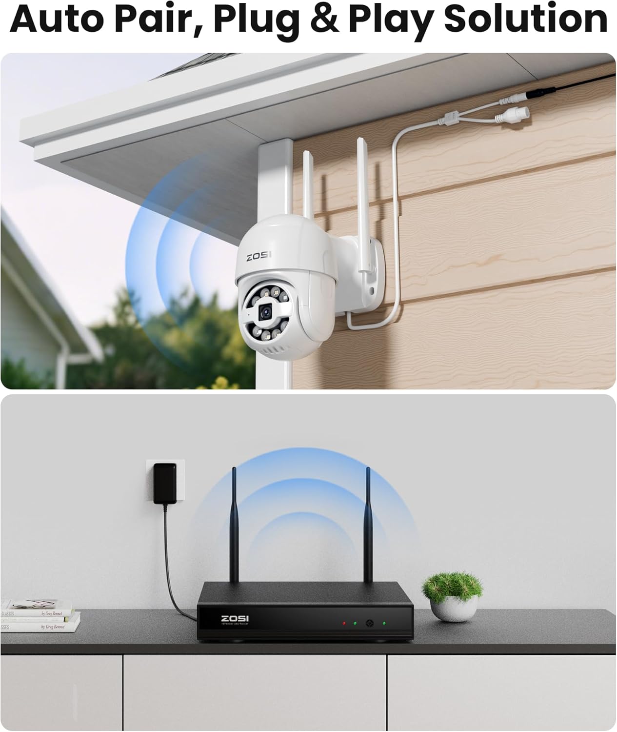 コップ×10 CiA様 3MP 8CH Pan-Tilt WiFi Security System with C289 Cameras - Zosi