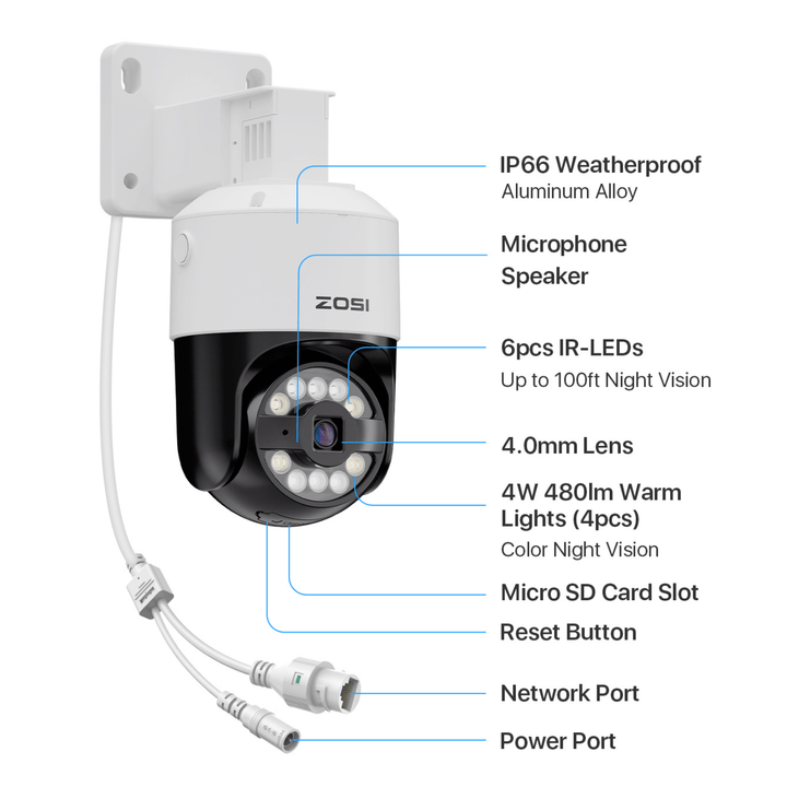 C296B 4K 8CH PoE Security Camera System | Pan 355° Tilt 110