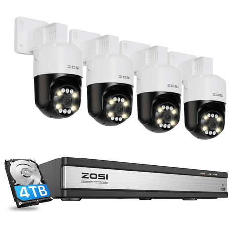 C296B 4K PTZ PoE Security Camera System + 16CH PoE NVR + 4TB Hard Drive