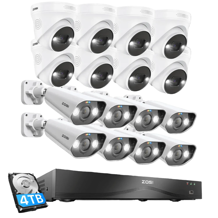 C182 & C225 4K PoE Security Camera System + 16CH 2-Bay NVR with