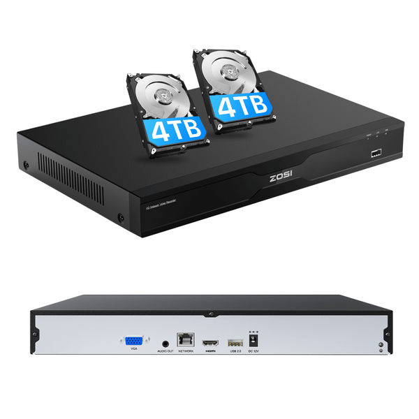 4K Network Video Recorder NVR(32Channel Expandable) + Optional 4TB/8TB Hard Drive
