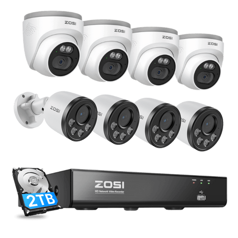 C180 & C220 4K PoE Security Camera System + 4K 8CH PoE NVR + 2TB Hard Drive