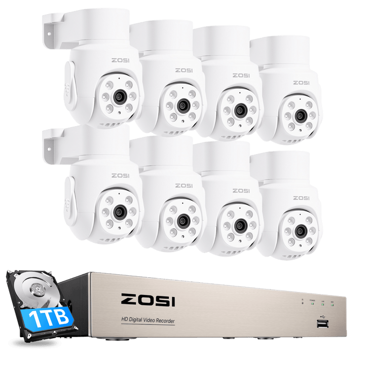 C280 2MP Pan Tilt Security Camera System | One-Way Audio | ZOSI