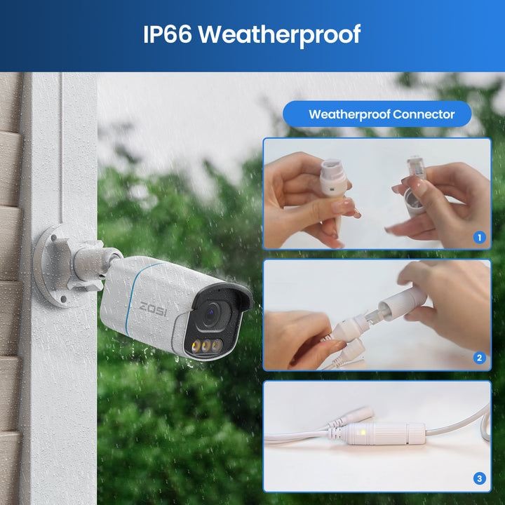 ZOSI AuroraLux C186 4K WiFi-buitencamera - 8MP, Echt Kleurnachtzicht, AI-detectie, 2,4/5GHz, Met Sirene En Tweewegaudio