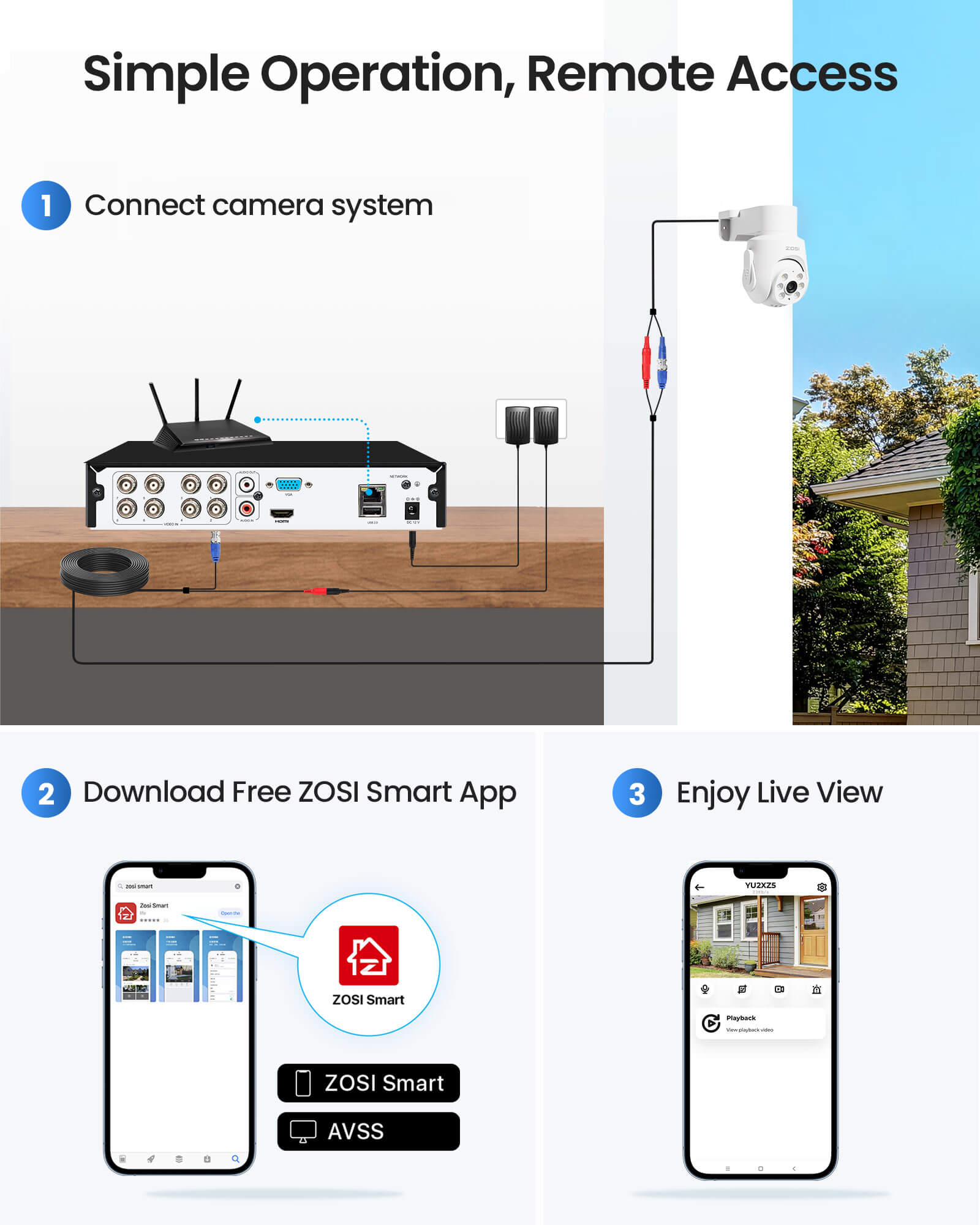 C280 2MP Pan Tilt Security Camera System | One-Way Audio | ZOSI