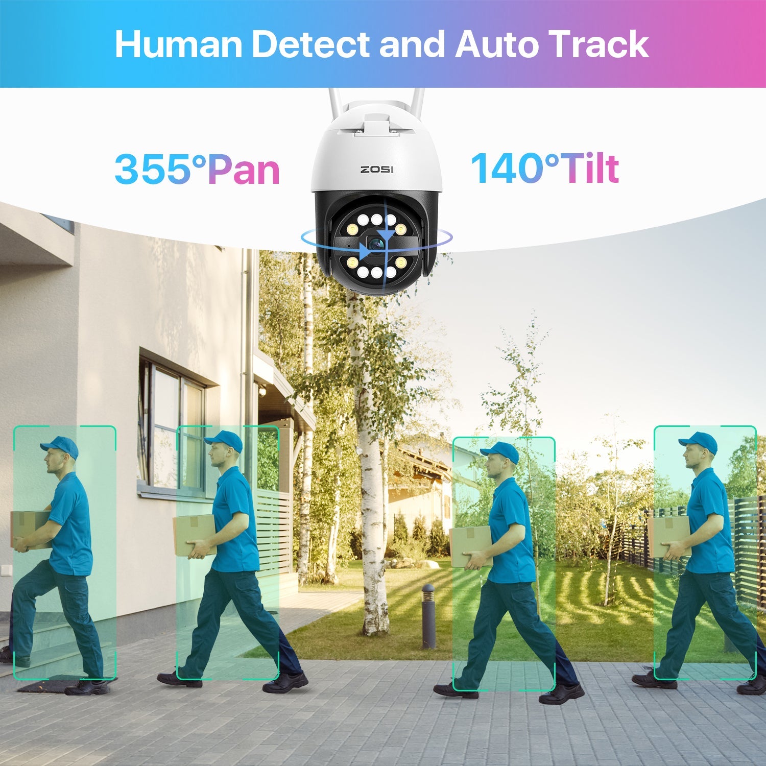 C296 5MP Pan Tilt WiFi Security Camera + Up to 256GB Local Storage